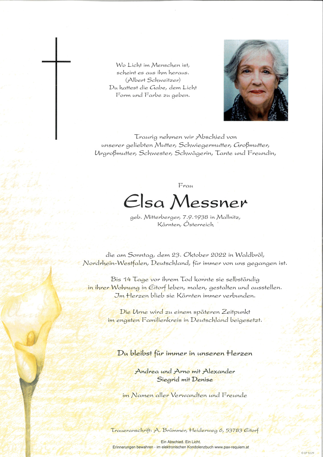 Parte Elsa Messner, geb. Mitterberger