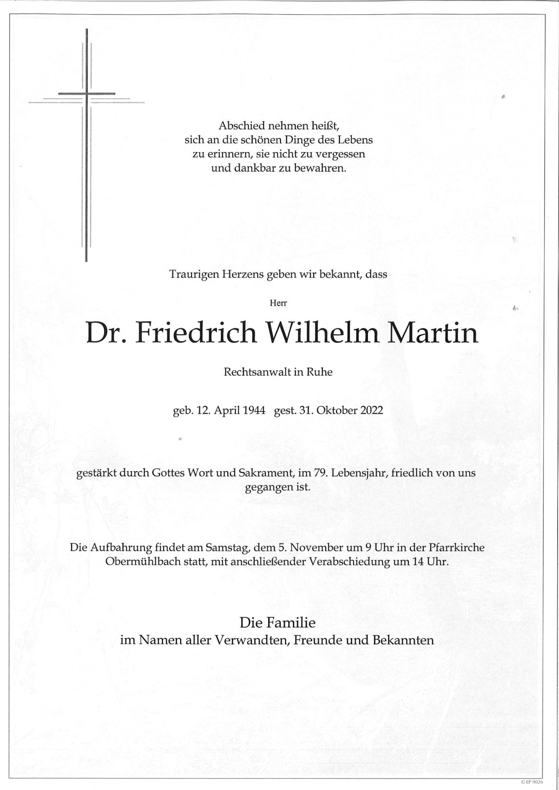 Parte Dr. Friedrich Wilhelm Martin