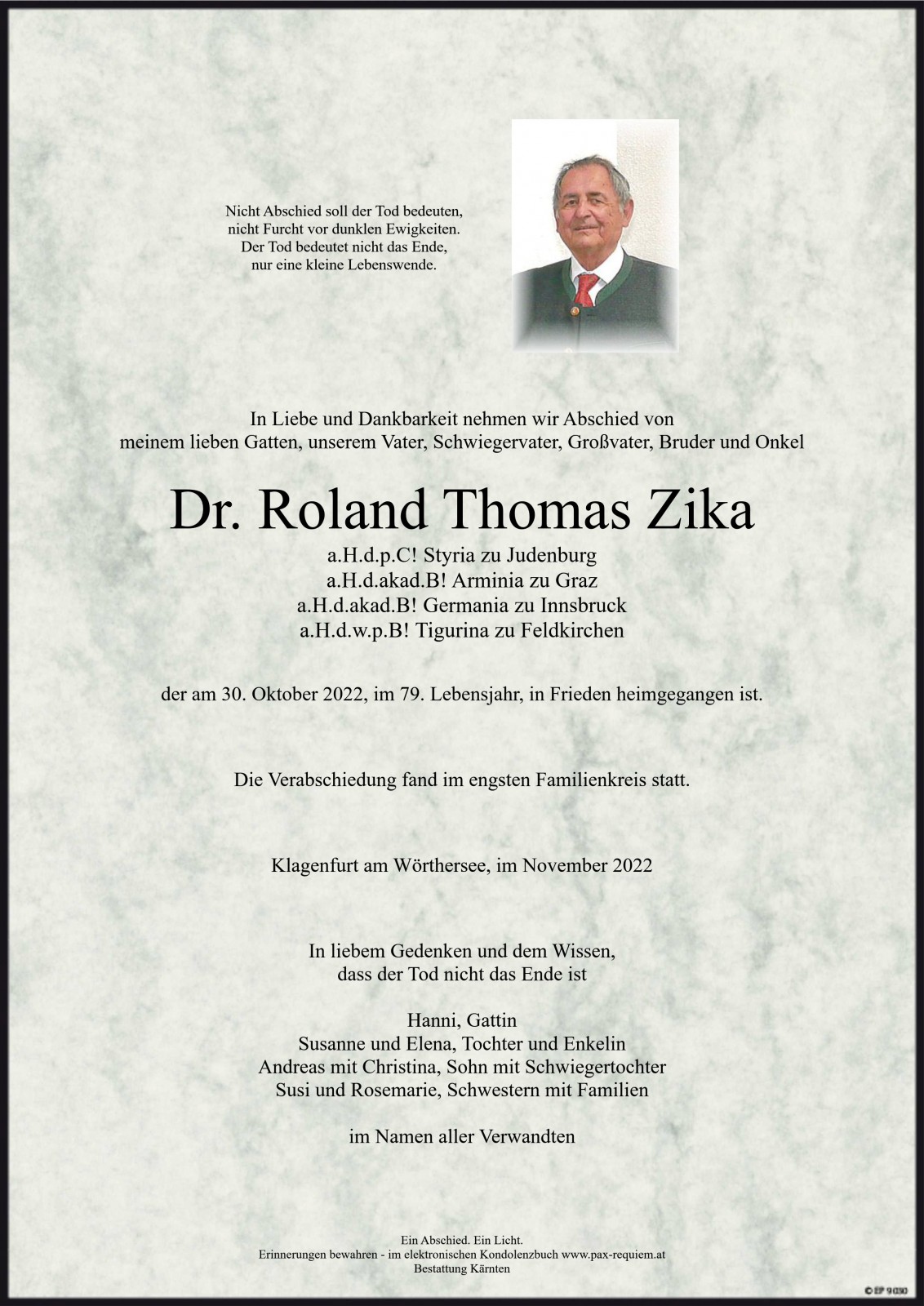 Parte Dr. Roland Thomas Zika