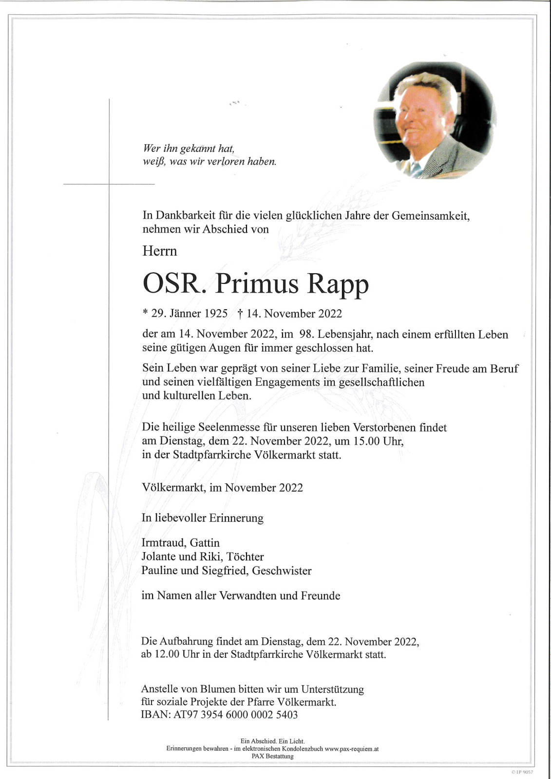 Parte OSR. Primus Rapp