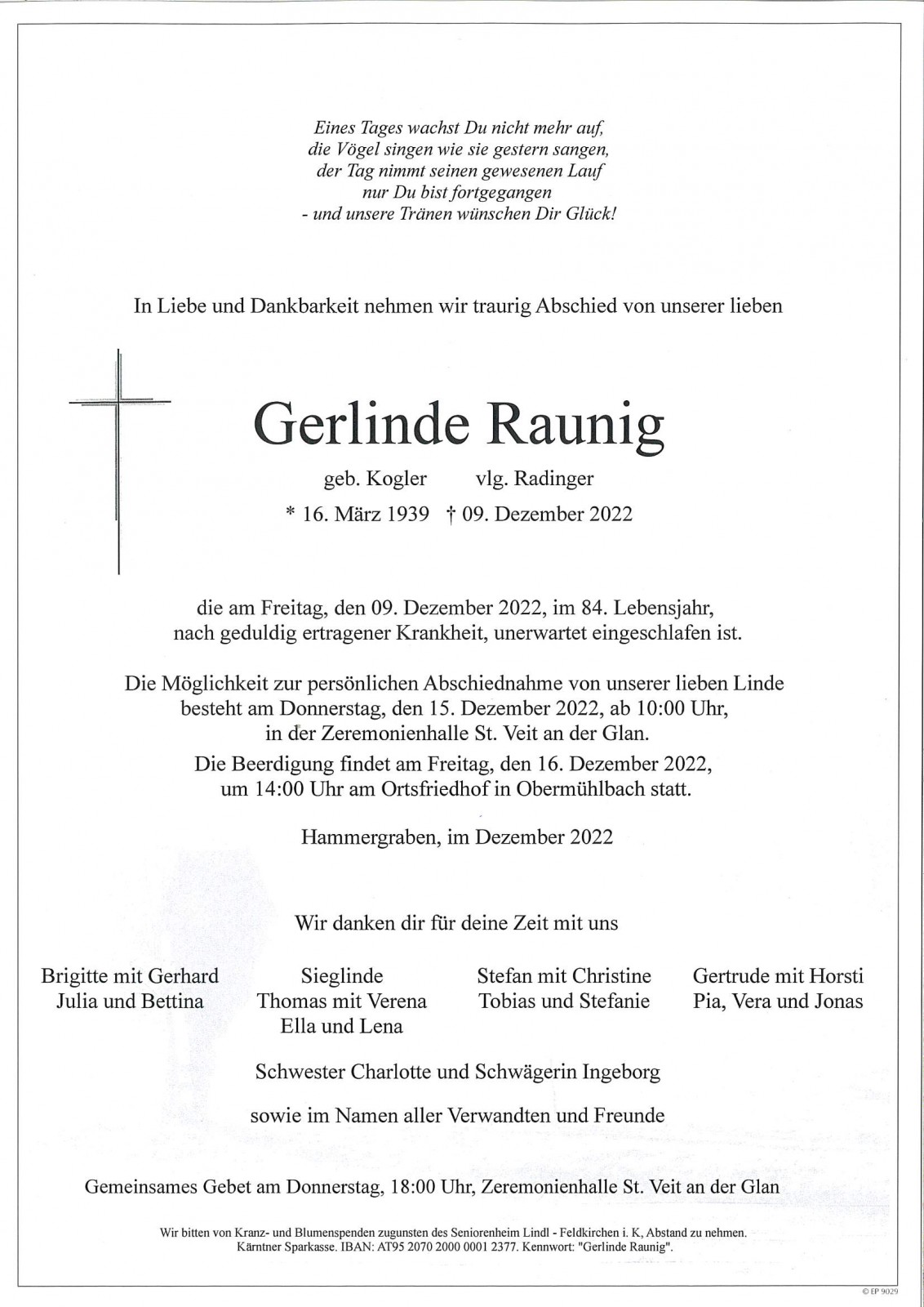 Parte Gerlinde Raunig    vlg. Radinger