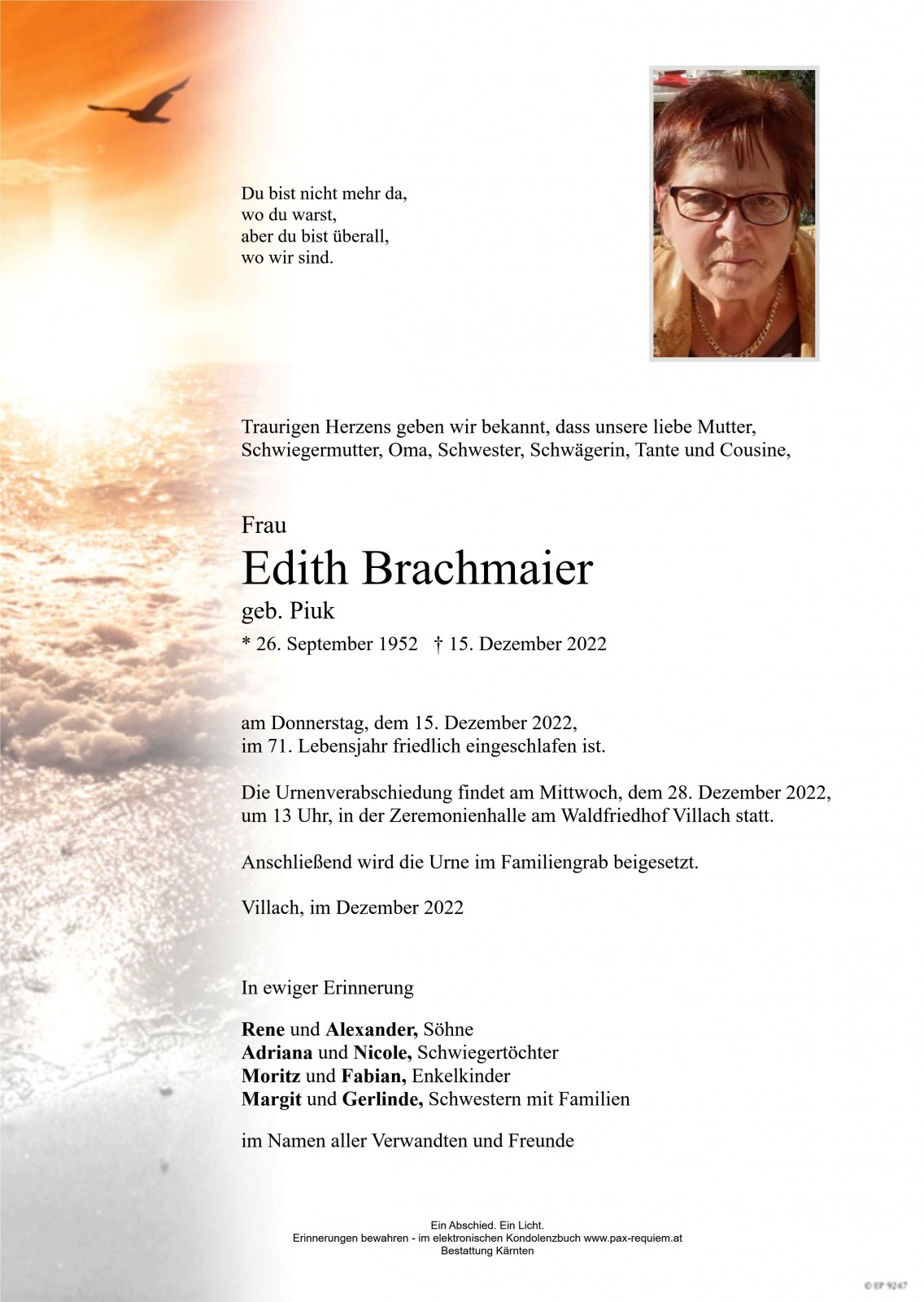 Parte Edith Brachmaier, geb. Piuk