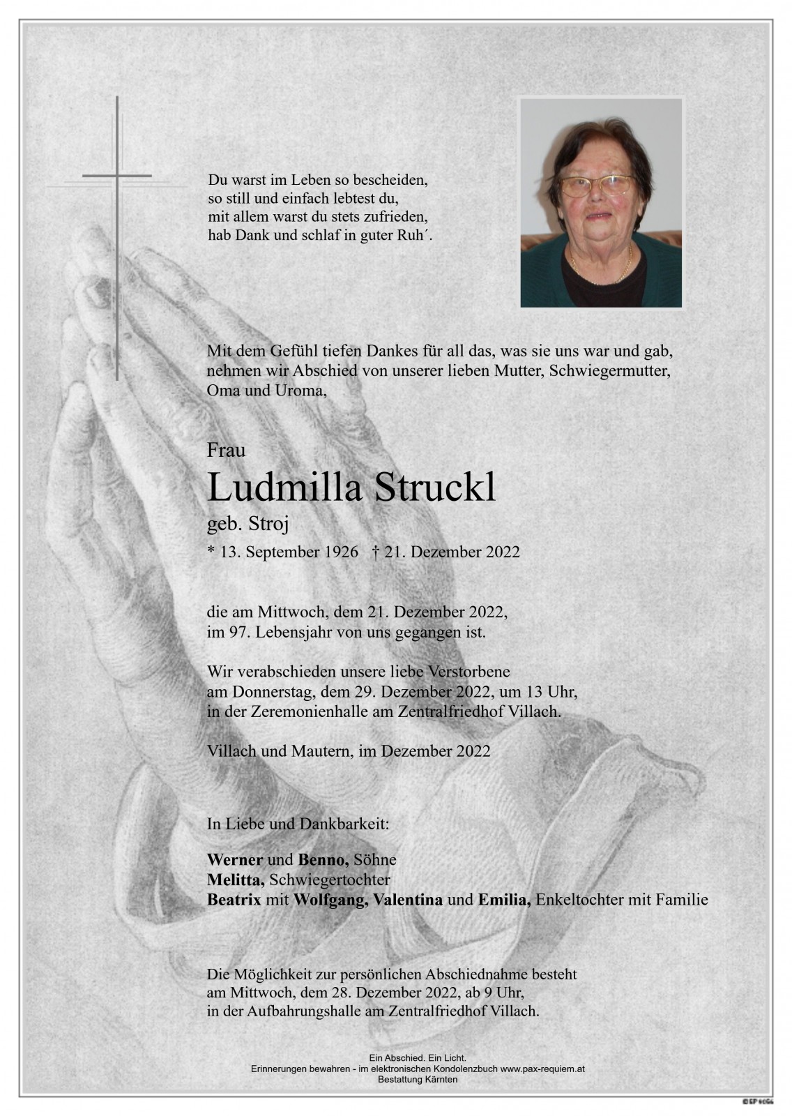 Parte Ludmilla Struckl, geb. Stroj