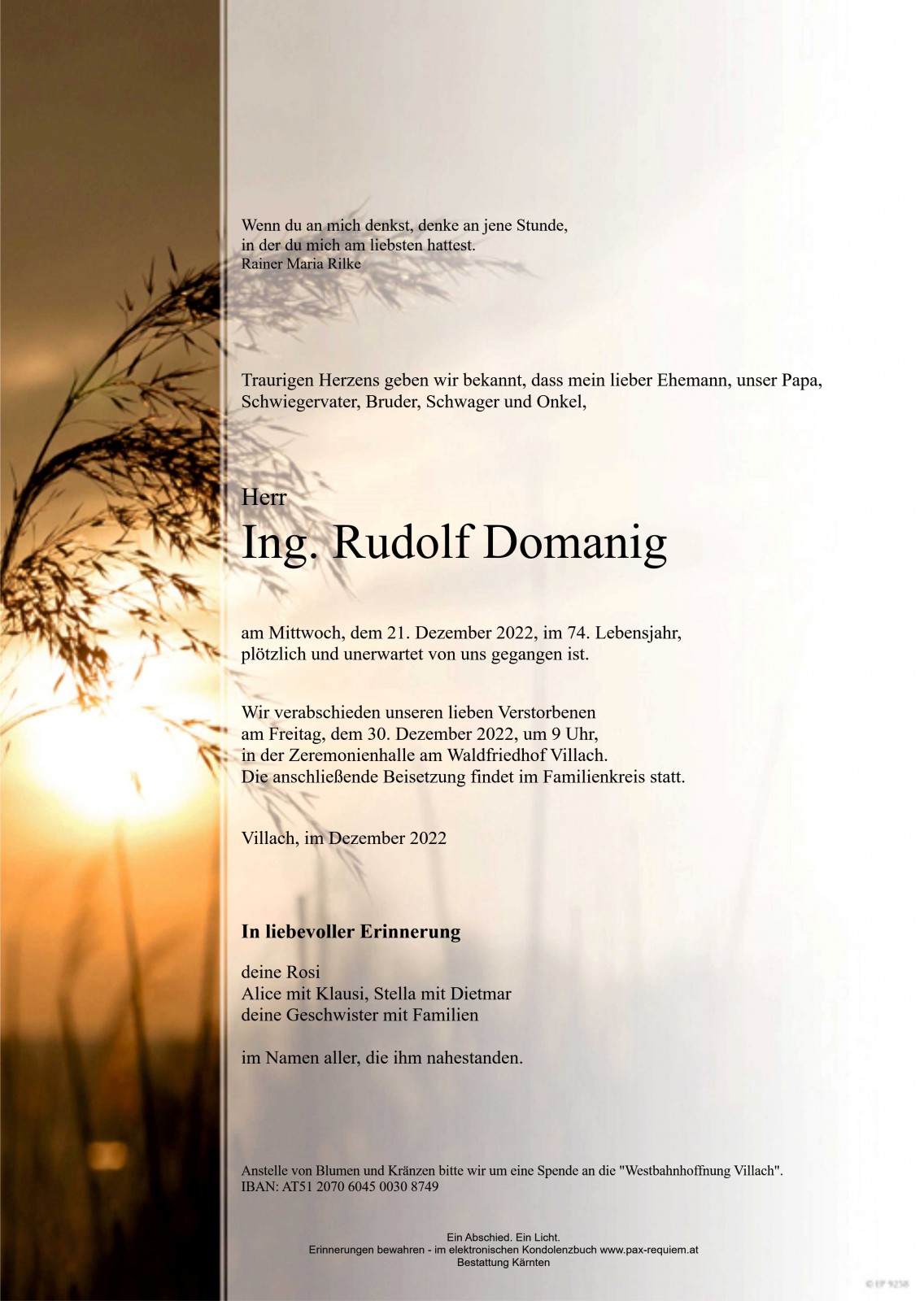 Parte Ing. Rudolf Domanig