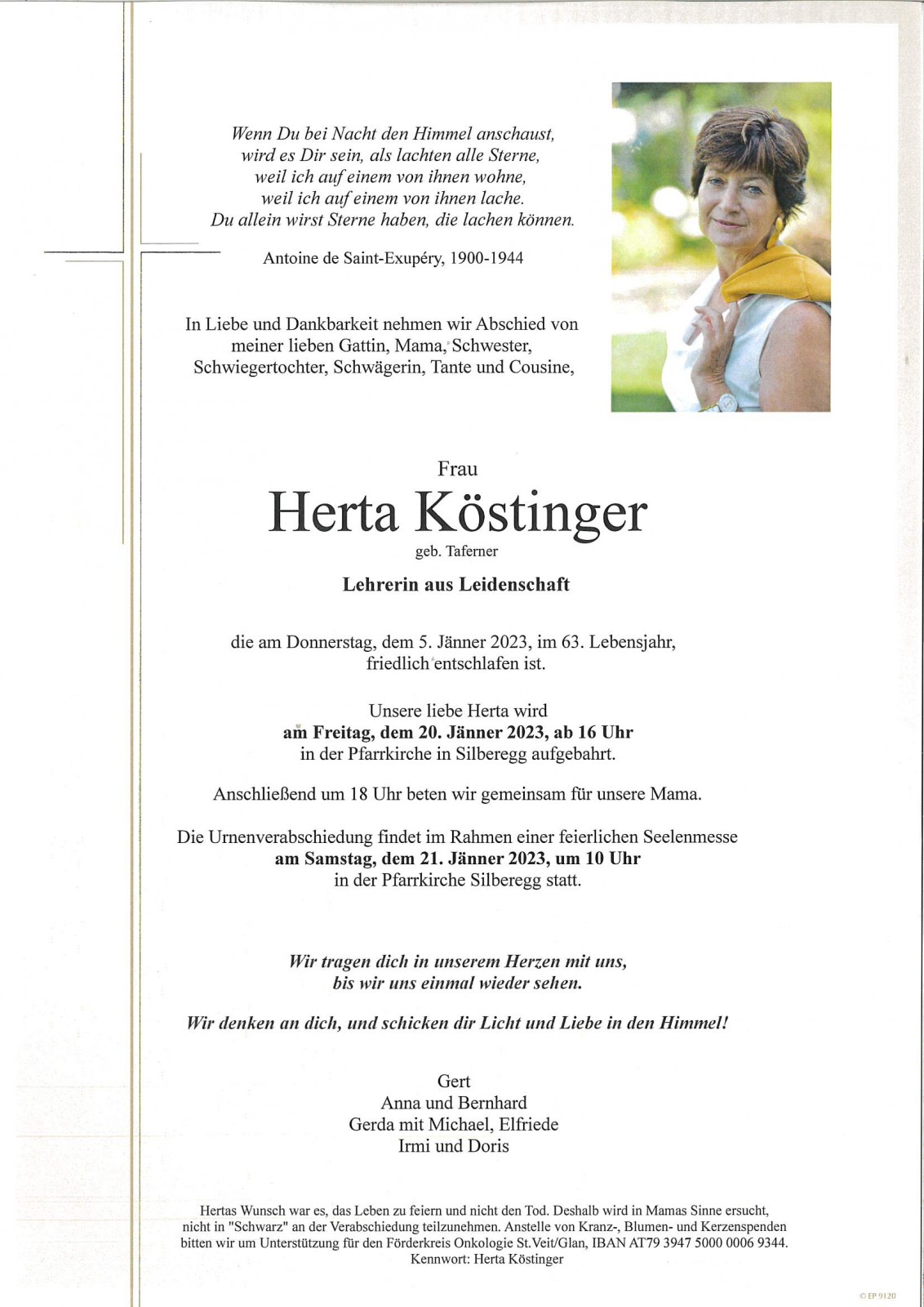 Parte Herta Köstinger, geb. Taferner