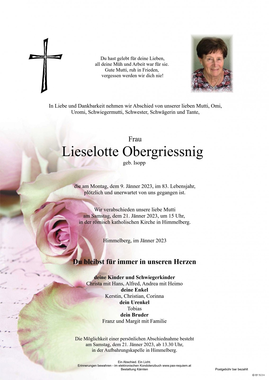 Parte Lieselotte Obergriessnig, geb. Isopp