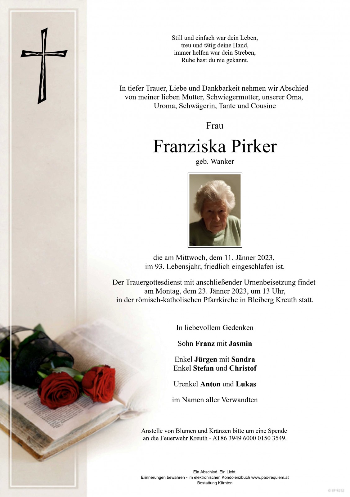 Parte Franziska Pirker geb. Wanker