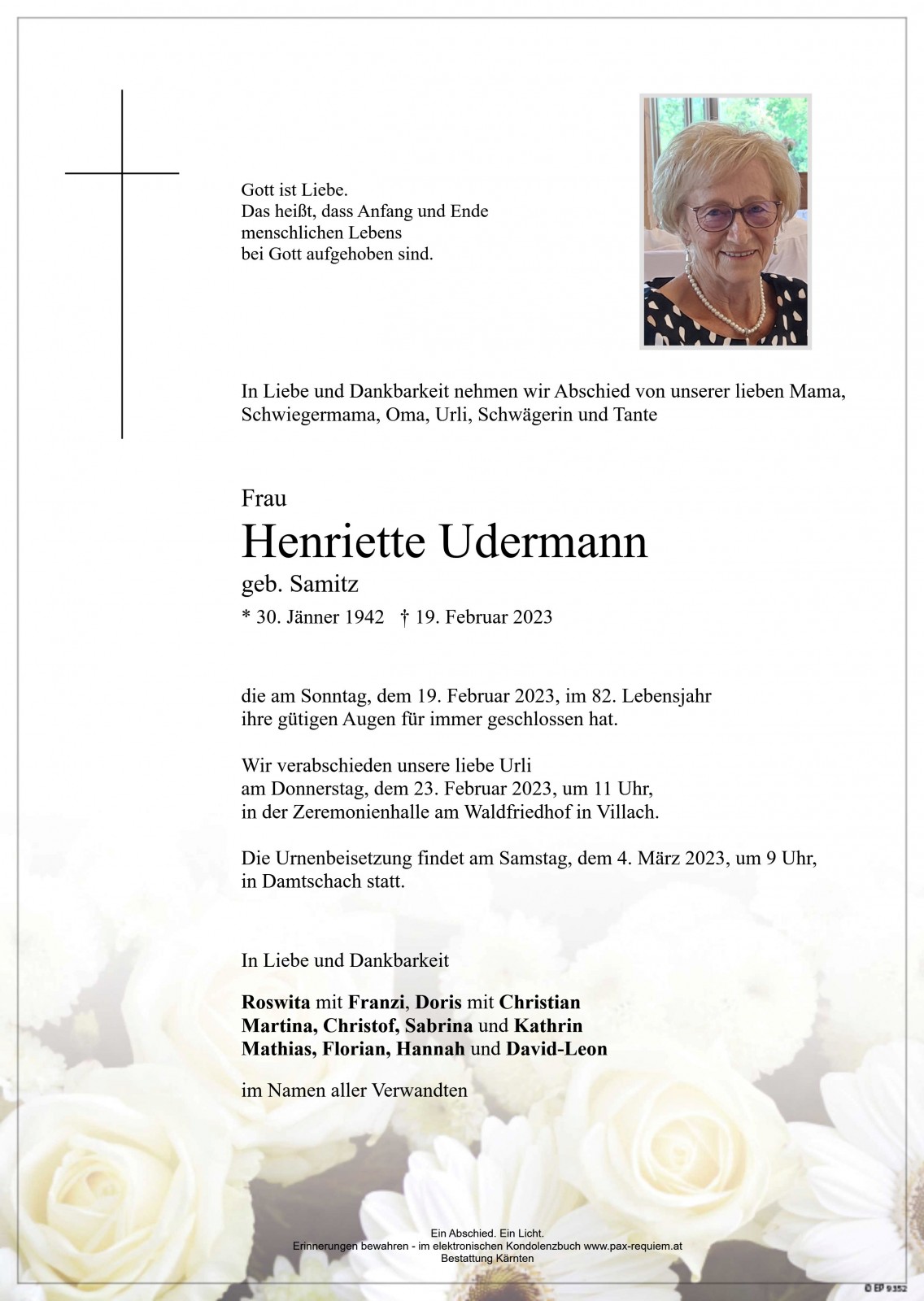 Parte Henriette Udermann, geb. Samitz