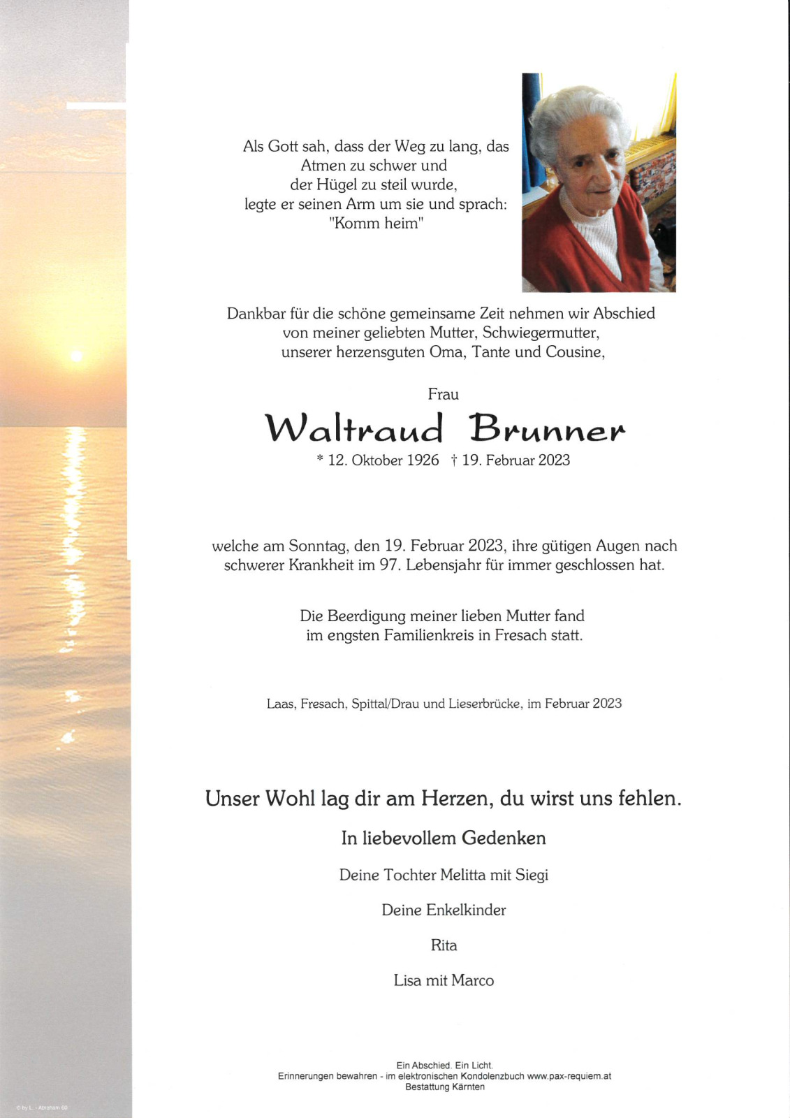 Parte Waltraud Brunner, geb. Schützelhofer