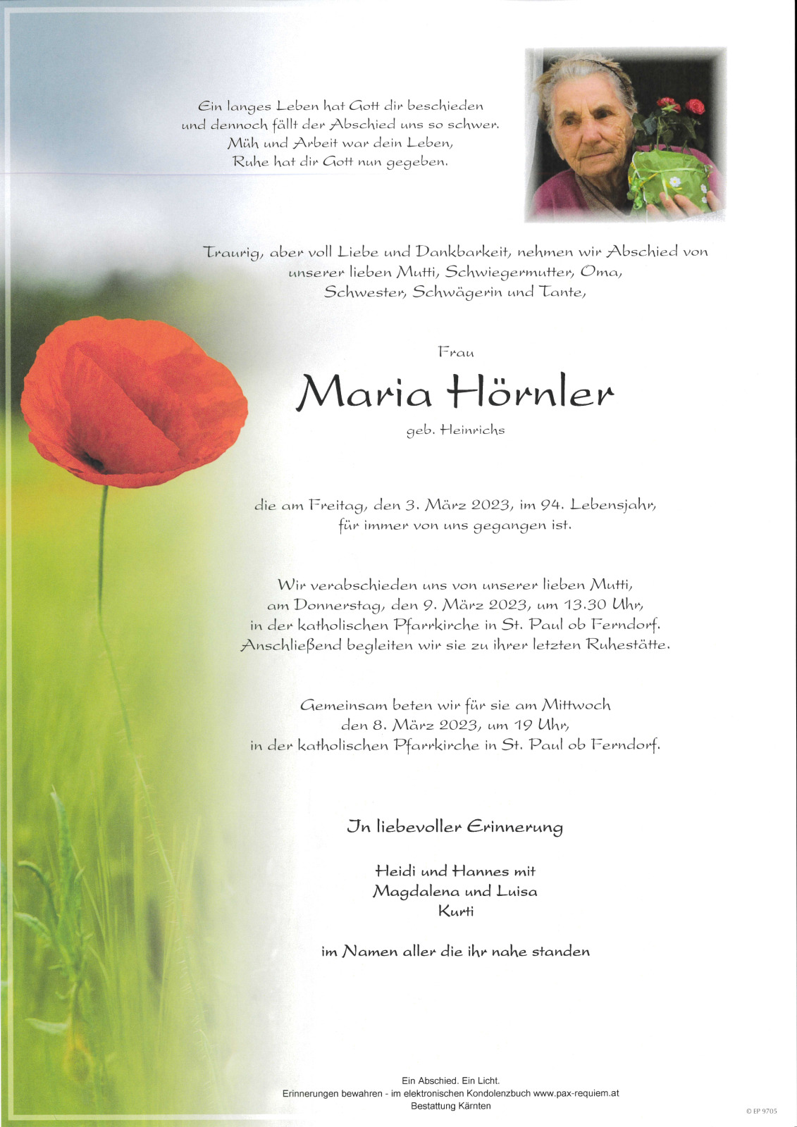 Parte Maria Hörnler, geb. Heinrichs