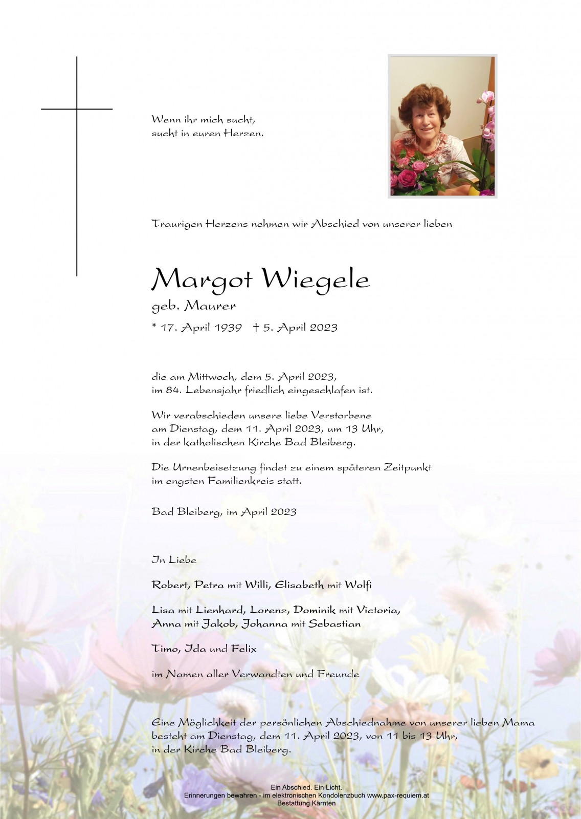 Parte Margot Wiegele, geb. Maurer