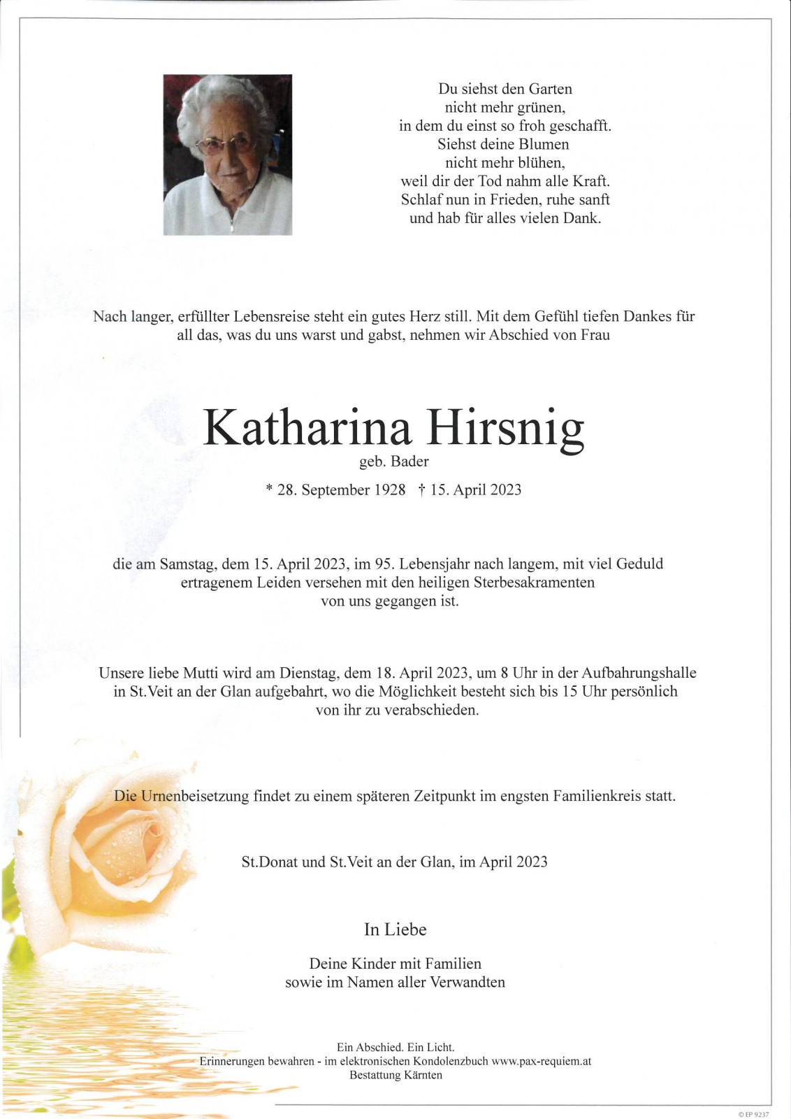 Parte Katharina Hirsnig, geb. Bader