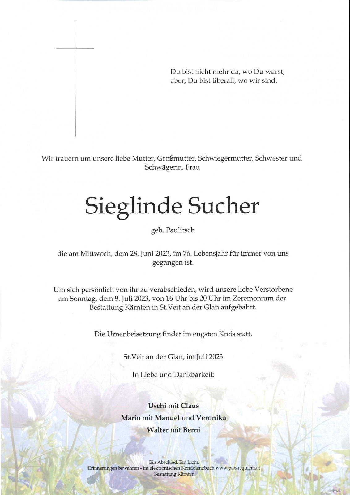 Parte Sieglinde Sucher, geb. Paulitsch