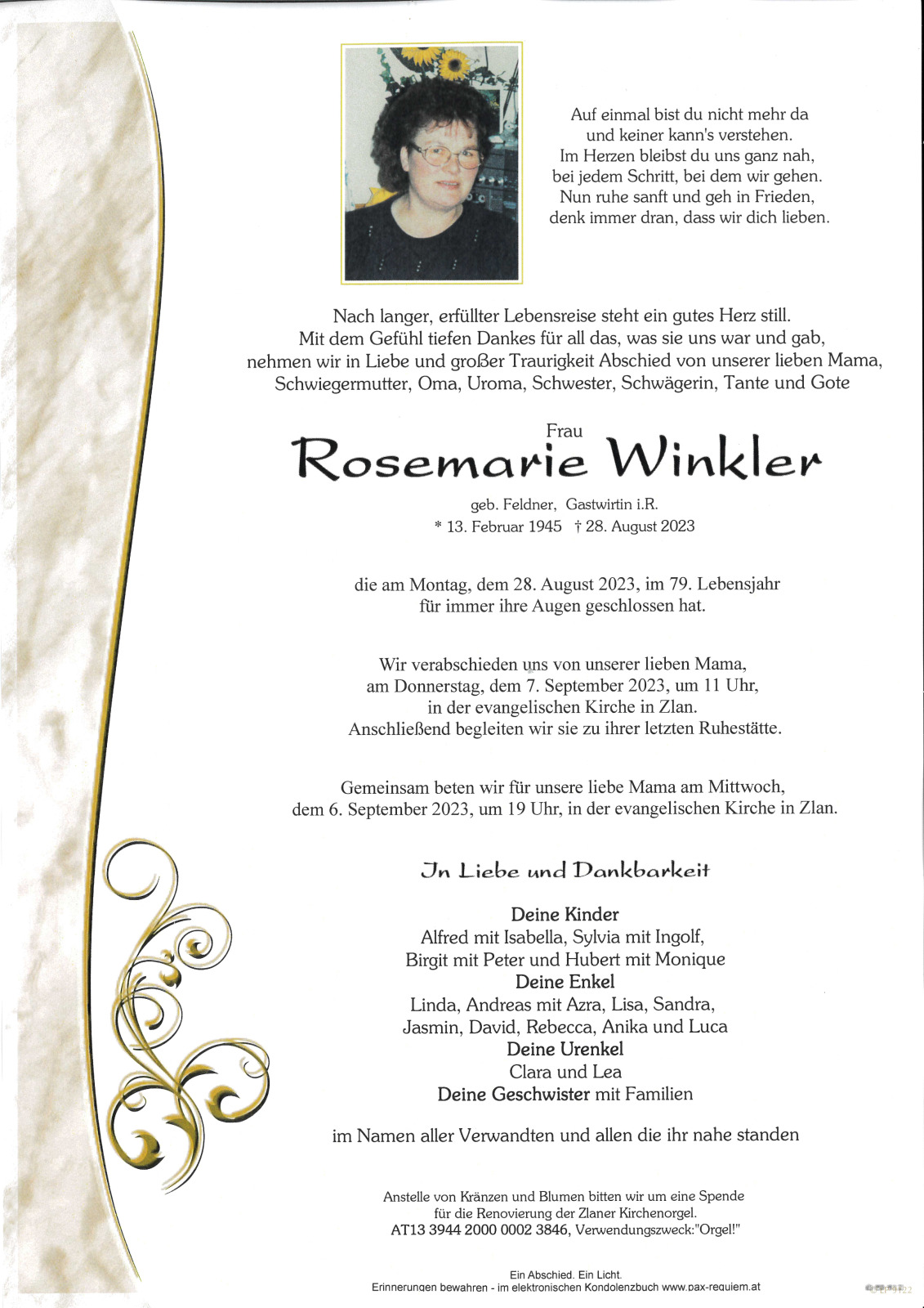 Parte Rosemarie Winkler, geb. Feldner