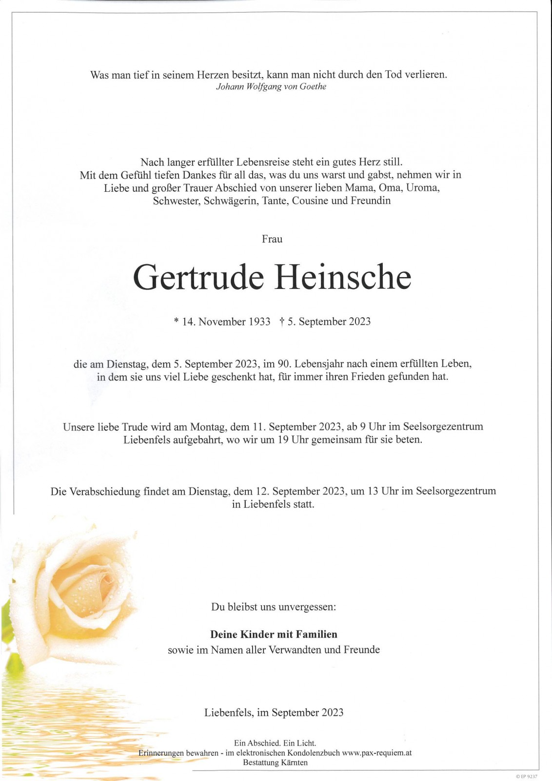 Parte Gertrude Heinsche geb. Tanda