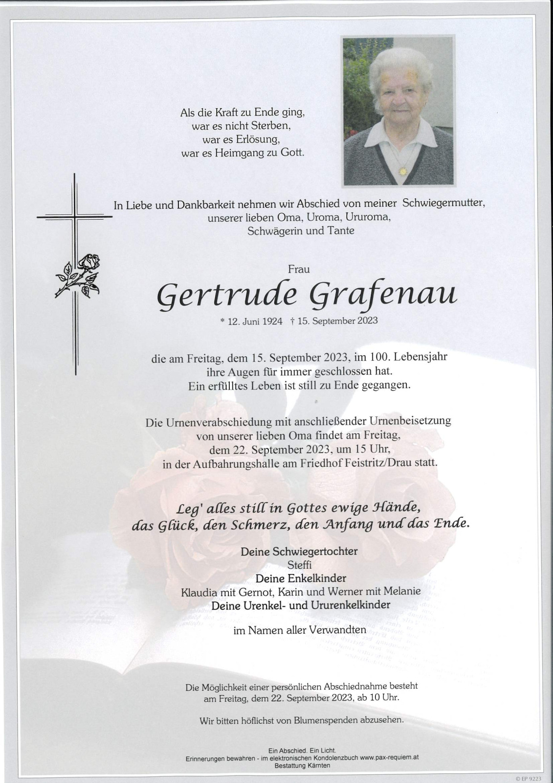 Parte Gertrude Grafenau, geb. Fleissner