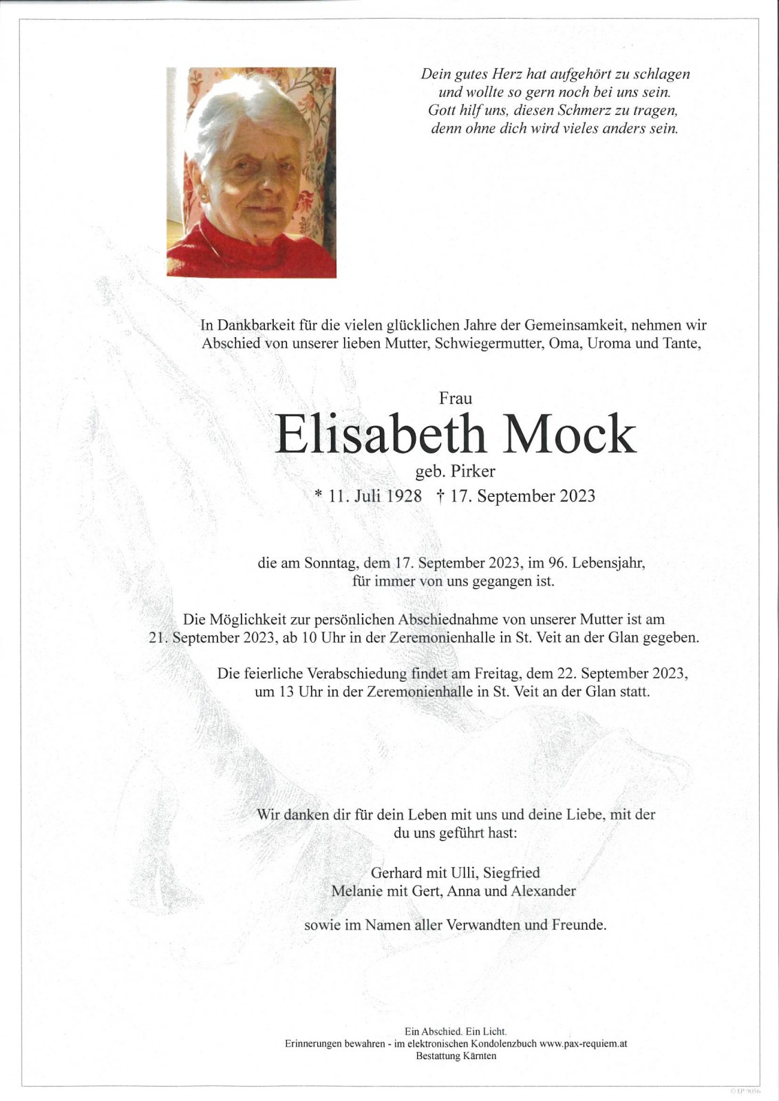 Parte Elisabeth Mock, geb. Pirker