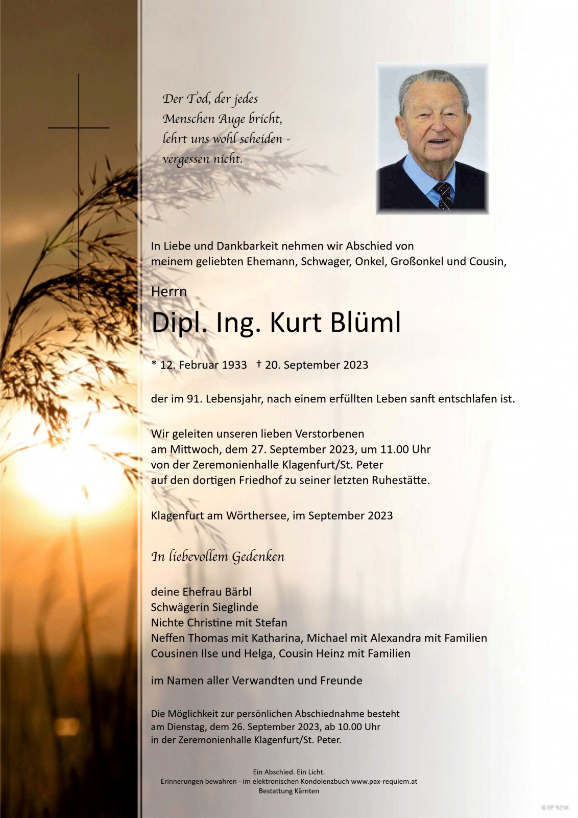 Parte Dipl. Ing. Kurt Blüml