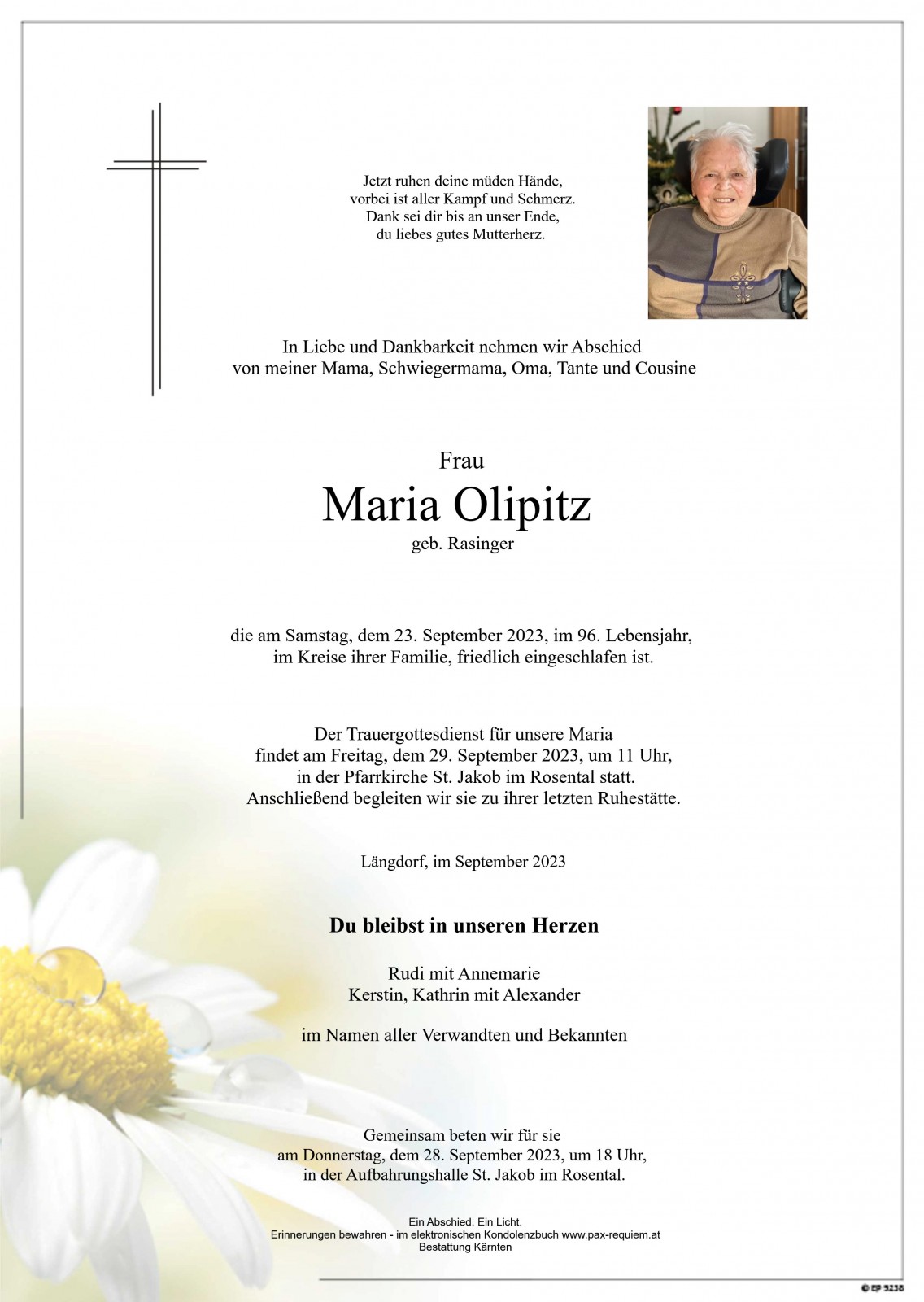 Parte Maria Olipitz, geb. Rasinger