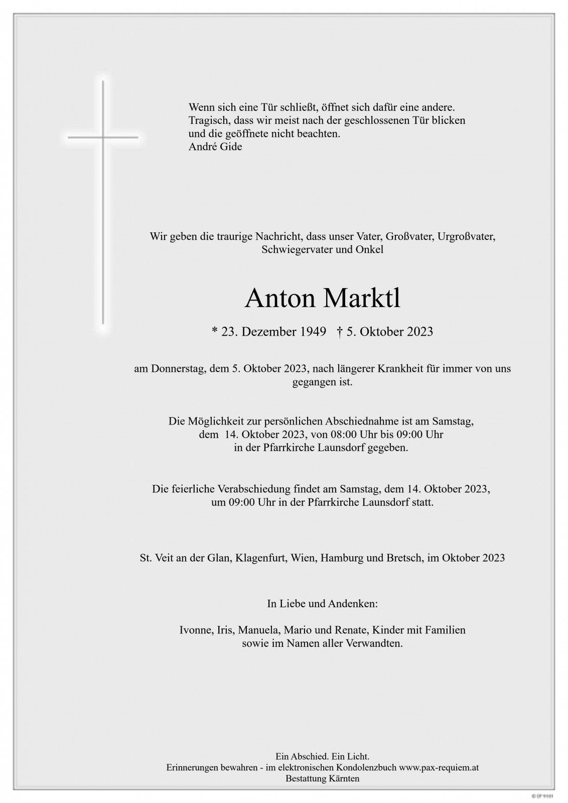 Parte Marktl Anton