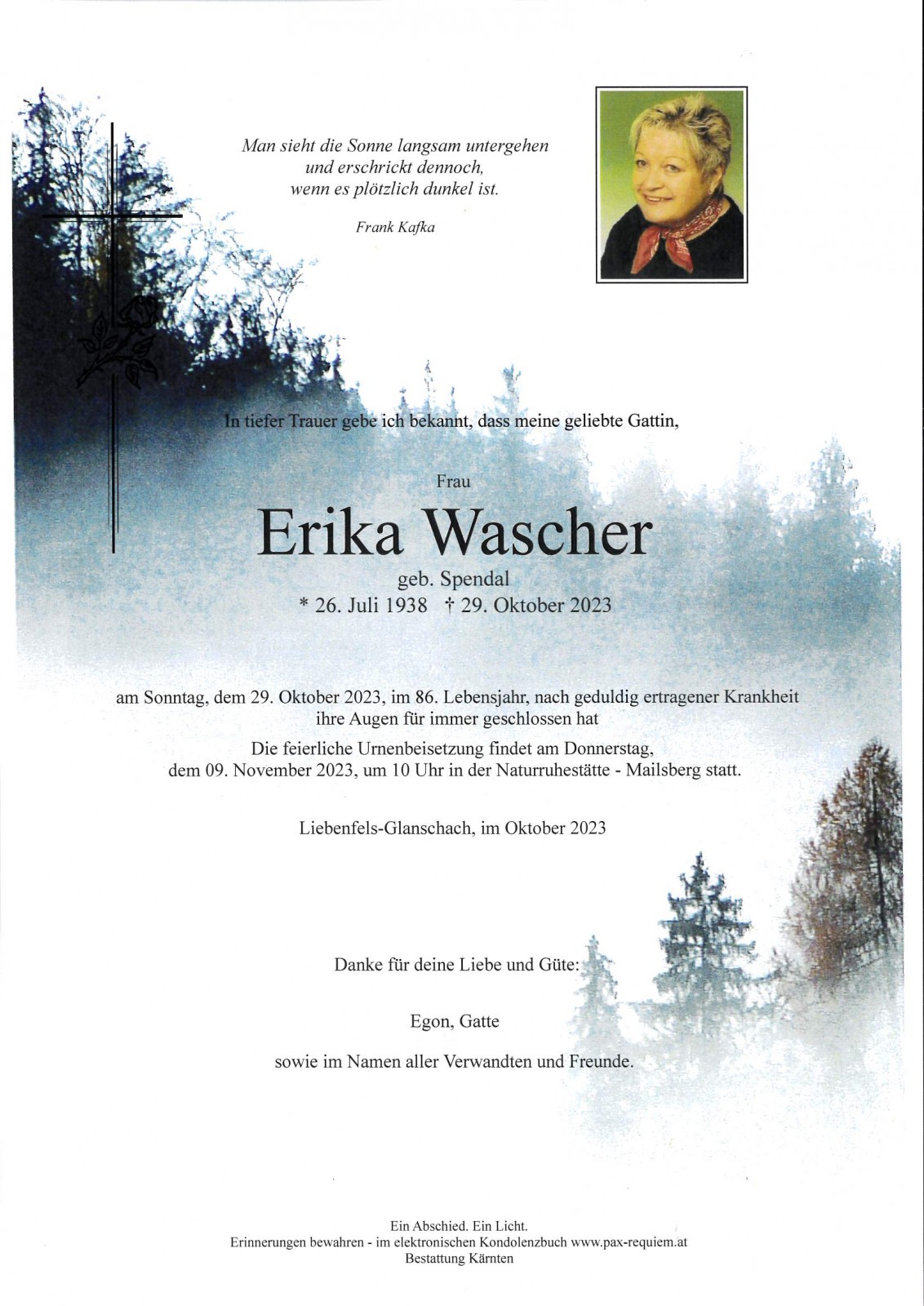 Parte Erika Wascher, geb. Spendal