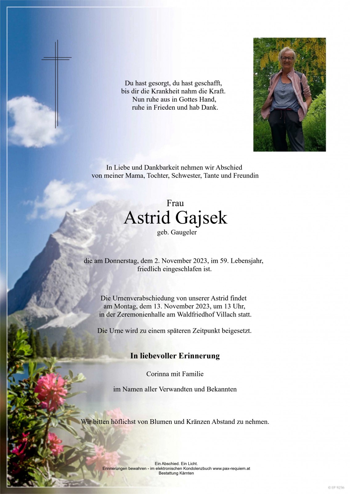 Parte Astrid Gajsek, geb. Gaugeler