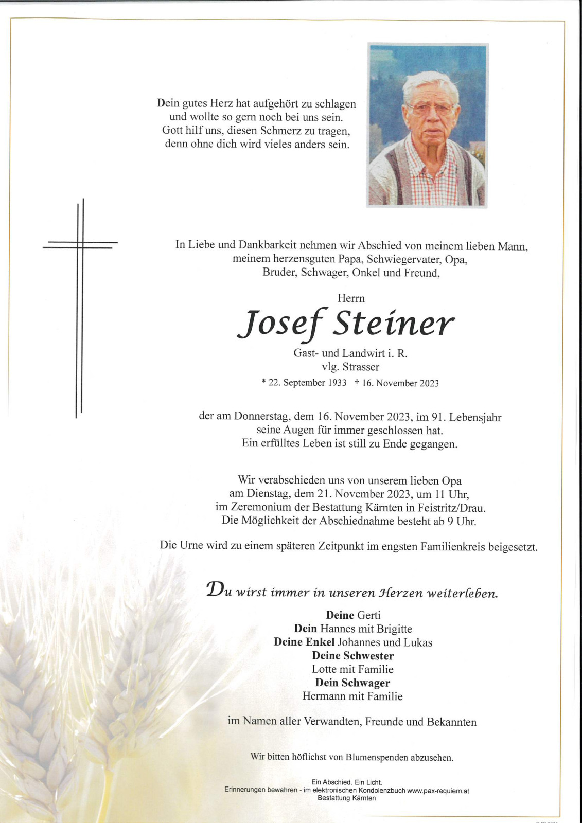 Parte Josef Steiner, Land- und Gastwirt, vlg Strasser