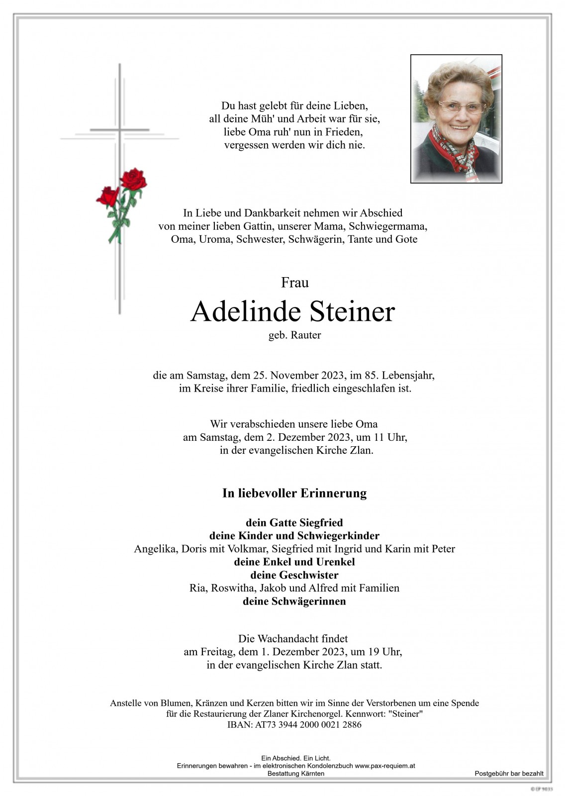 Parte Adelinde Steiner, geb. Rauter