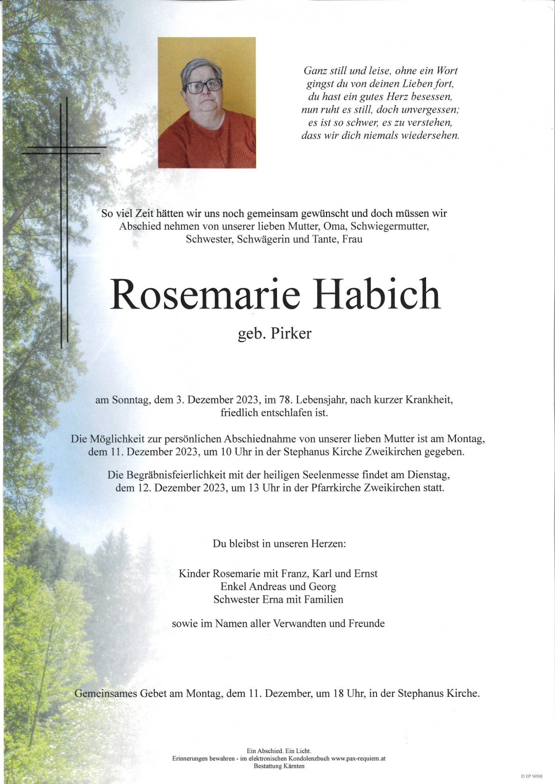 Parte Rosemarie Habich, geb. Pirker