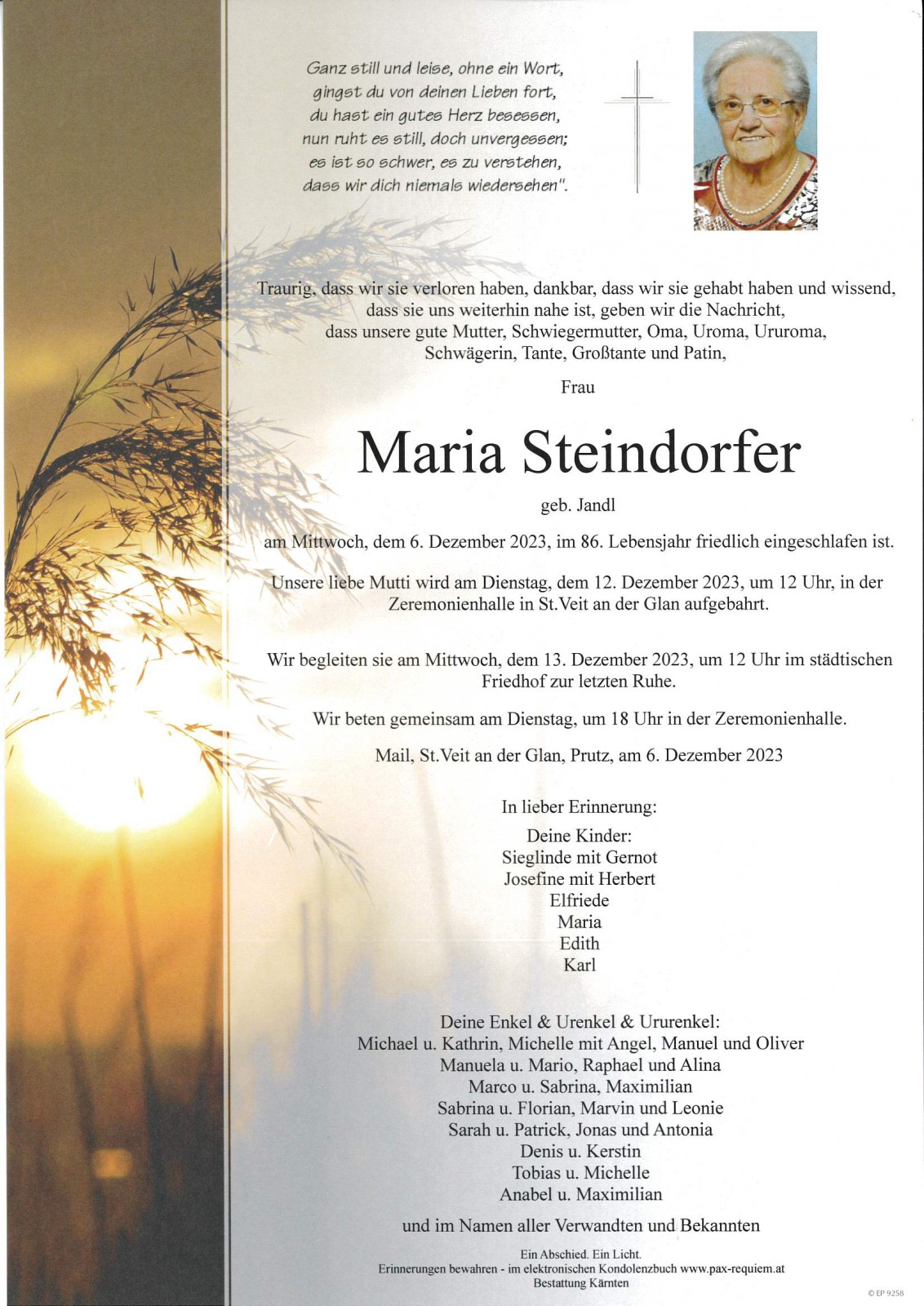 Parte Maria Steindorfer, geb. Jandl