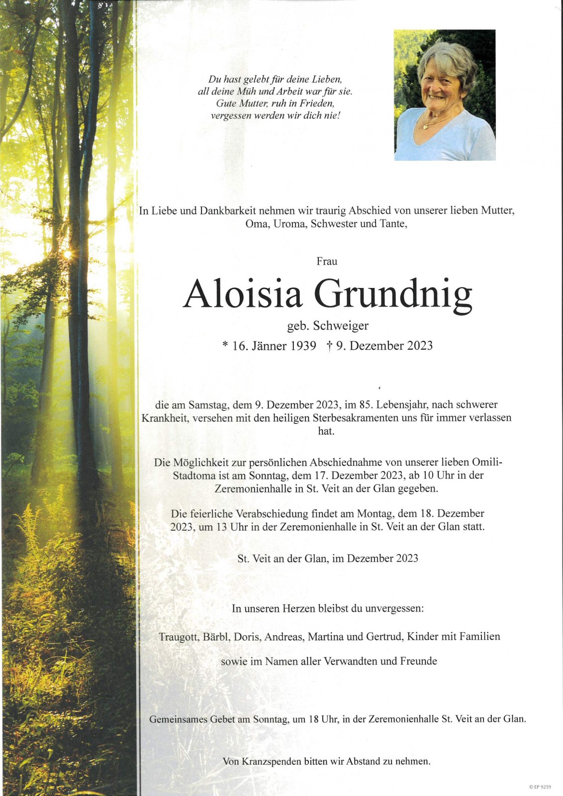 Parte Aloisia Grundnig, geb. Schweiger