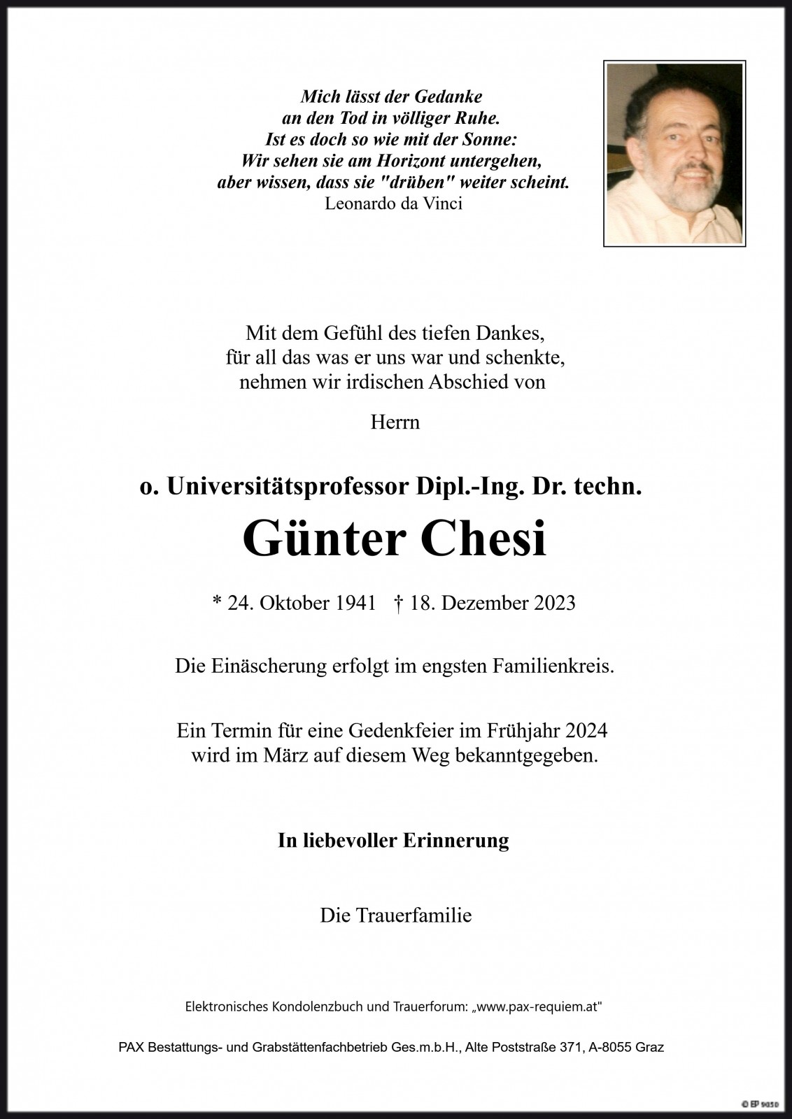 Parte Dipl.-Ing. Dr. techn. Günter Chesi