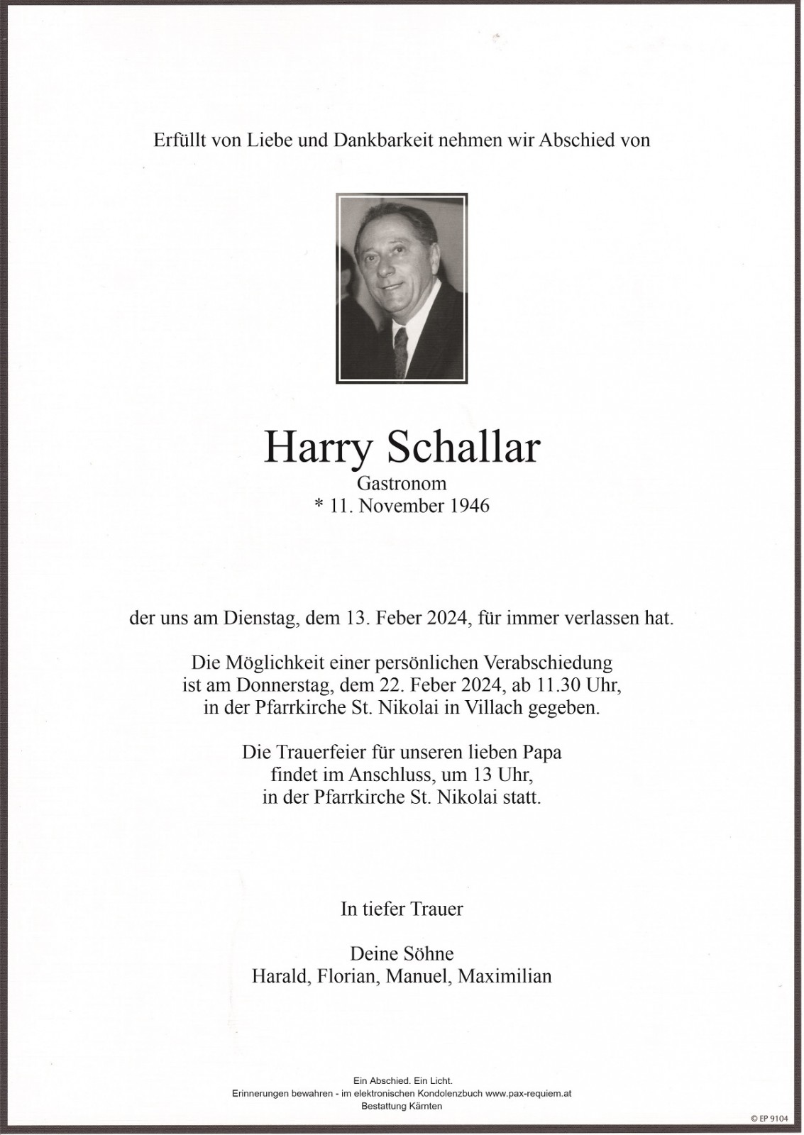 Parte für Harry Schallar - pax · requiem