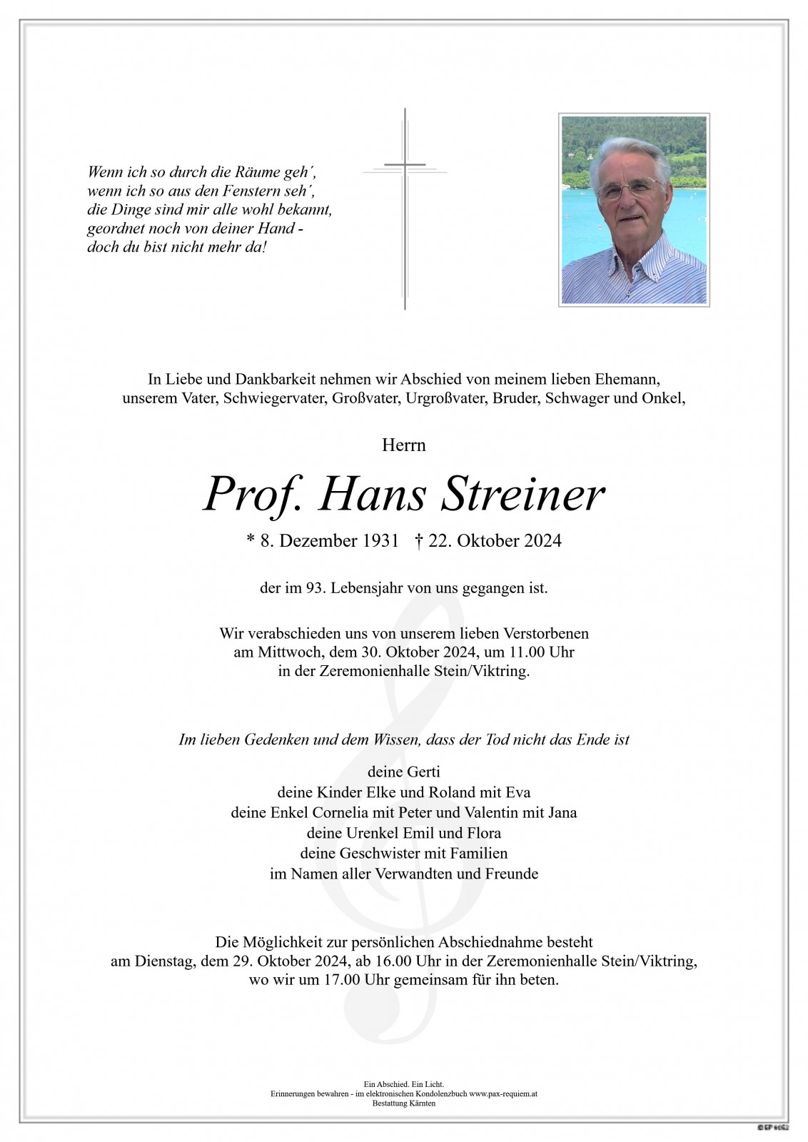 Parte Prof. Hans Streiner