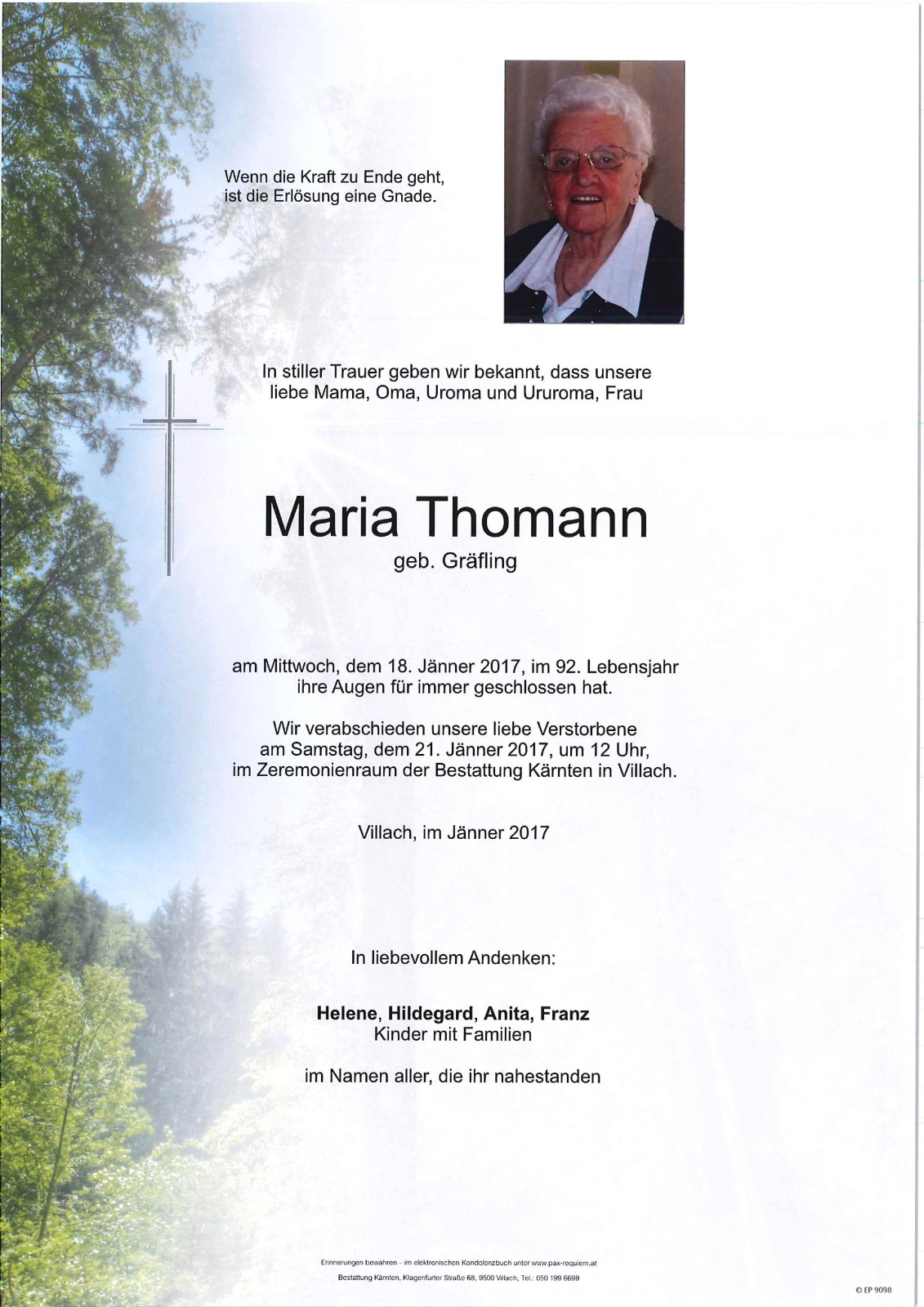 Parte Maria Thomann geb. Gräfling